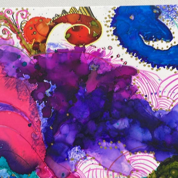 ❤️ alcohol ink artwork, 9 x 12 fun abstract - Picture 3 of 9